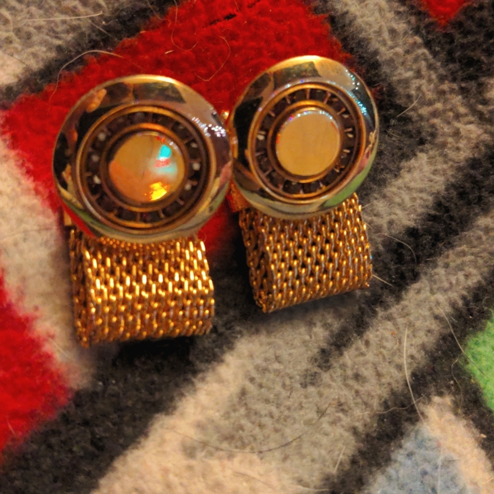 Gold Mesh Mid Century Cufflinks Gold Tone Men's Jewelry 1960s 1970s